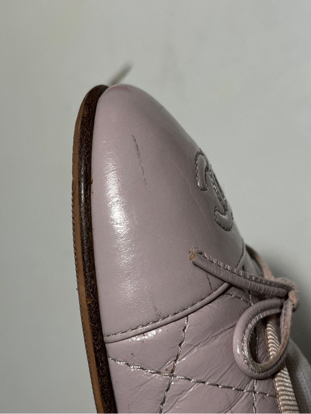 CHANEL Quilted Ballet Flats in Dusty Rose Leather with Bow - Picture 13 of 15